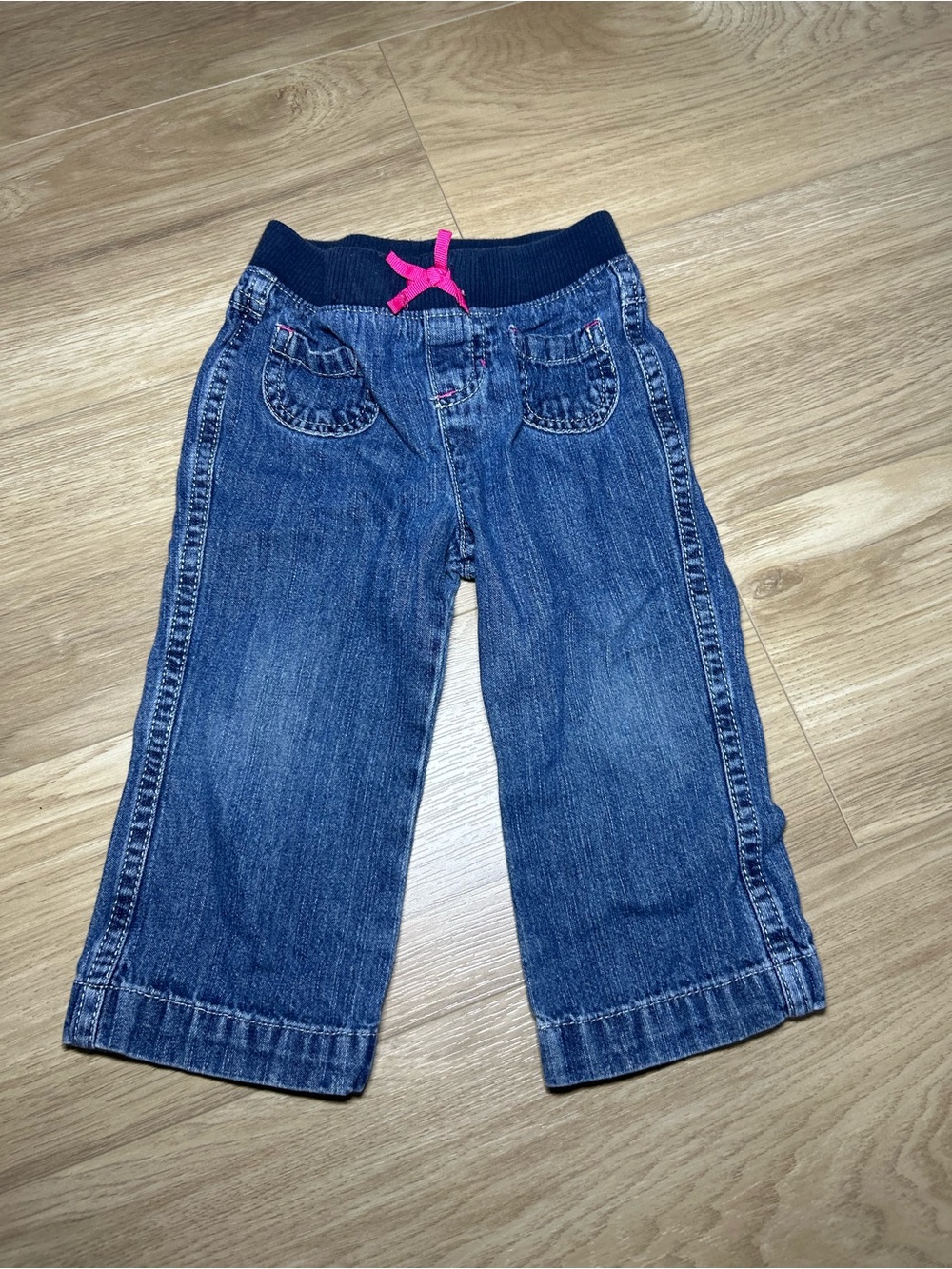 jumping beans Blue Denim Pull-On Jeans with Hot Pink Bow